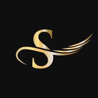 Letter S Logo Design Template Concept With Fashion Wing Concept vector