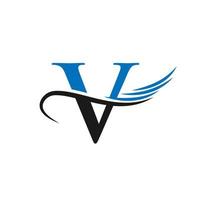 Letter V Wing Logo Design Template Concept With Fashion Wing Concept vector