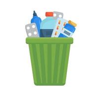 trash can with pills vector