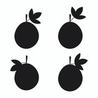 Passion fruit set silhouettes. Isolated vector illustration on white background.