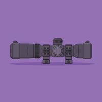 Tactical Scope Vector Icon Illustration. Rifle Attachment Tool. Binocular. Flat Cartoon Style Suitable for Web, Landing Page, Banner, Flyer, Sticker, Wallpaper, Background, Mobile App, UI