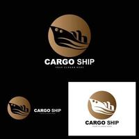 logotipo de buque de carga, vector de buque de carga rápida, velero, diseño para empresa de fabricación de buques, navegación fluvial, vehículos marinos, transporte, logística