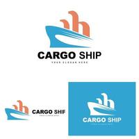 logotipo de buque de carga, vector de buque de carga rápida, velero, diseño para empresa de fabricación de buques, navegación fluvial, vehículos marinos, transporte, logística