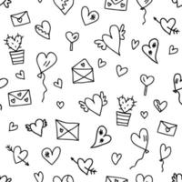Hand drawn valentine seamless pattern for wrapping paper, background, fabric. vector