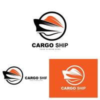 logotipo de buque de carga, vector de buque de carga rápida, velero, diseño para empresa de fabricación de buques, navegación fluvial, vehículos marinos, transporte, logística