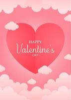 pink background with illustration of cloud and heart shape for valentines day celebration and greeting card vector