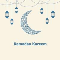 diseño de fondo de saludo ramadan kareem con ilustración de luna vector