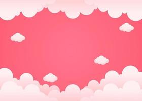 fondo rosa con ilustración de nubes para la celebración del día de san valentín y tarjeta de felicitación vector