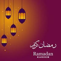 saludo de ramadan kareem con ilustración de linterna vector