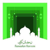 diseño de fondo de saludo ramadan kareem con ilustración de mezquita vector