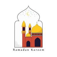 diseño de fondo de saludo ramadan kareem con ilustración de mezquita vector