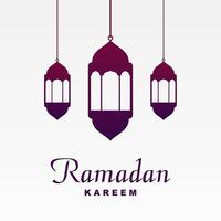 saludo de ramadan kareem con ilustración de linterna vector