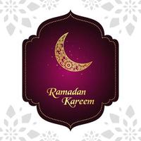 diseño de fondo de saludo ramadan kareem con ilustración de luna vector