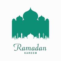 diseño de fondo de saludo ramadan kareem con ilustración de mezquita vector