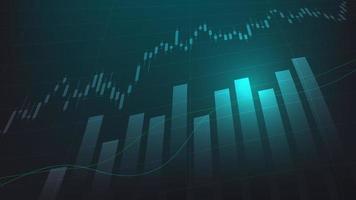 Financial business statistics with bar graph and candlestick chart show stock market price and effective earning on dark green background vector