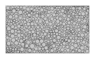 Rectangle ornamental pattern isolated on white background. Circle dots of different sizes. Gray color on black. vector