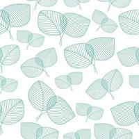 Seamless pattern. Ornamental linear leaf's isolated on white background. Light green color. vector