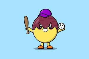 Cute cartoon Sweet potato character play baseball vector