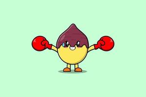 Cute Sweet potato mascot cartoon playing boxing vector