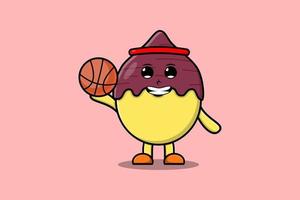 personaje de batata de dibujos animados jugando baloncesto vector