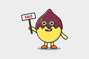 Cute cartoon Sweet potato character hold sale sign vector