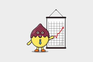 Cartoon potato businessman present information vector