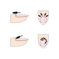 instrucción de manicura. Guía para quitar las cutículas de las uñas. instrumento de manicura cortador. tutorial. vector