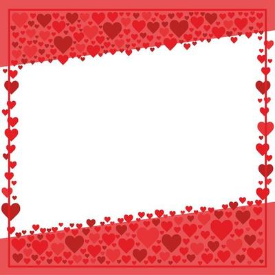 Red, pink and white square background color with stripe line shape. Hearts, Valentines day, love. Suitable for social media post and web. Frame, boarder for text, picture, advertisement. Empty space.