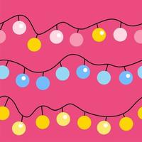 Blue, yellow, pink garlands seamless pattern. vector