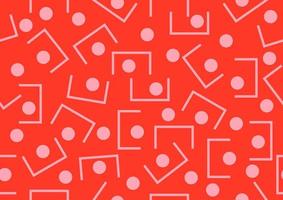 Seamless rounds and half squares lines geometric pattern. Pink and red colors. vector