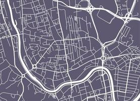 Abstract city navigation map with river and streets vector