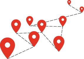 Road to somewhere as map with red points on a white background vector