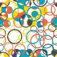 Modern vector abstract geometric seamless background with circles and semi circles in retro Scandinavian style. Pastel colored simple shapes graphic pattern. Abstraction. Print, textile, fabric.