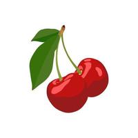 Cherry vector icon isolated on white background, flat, cartoon style. for web design and print.