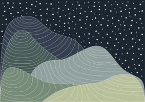 impresión de arte de línea de montaña. abstracto montaña contemporáneo estética fondos paisajes. con montaña, horizonte, ilustraciones vectoriales. lineas onduladas Estilo japones. colores oscuros. vector