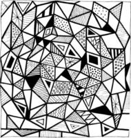 Black and white vector doodle pattern with triangles. Doodle abstract geometric art print. ethnic hipster backdrop. Wallpaper, cloth design, fabric, paper, wrapping, textile. hand drawn.