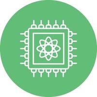 Quantum Computer Line Circle Background Icon vector