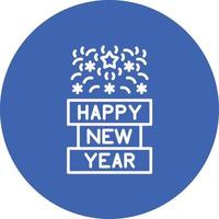 Happy New Year Line Circle Background Icon vector