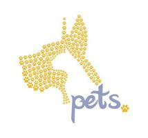 silueta de gato y perro. pata de diseño de logotipo de mascota, vector para el negocio de la tienda de animales. Marca clínica veterinaria.