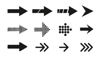 Big black arrows flat icon set. modern abstract simple cursors, pointers vector illustration collection. web design and digital graphic elements concept.
