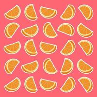 Background template with fresh orange slices. White contour. vector