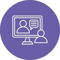 Video Interview Line Circle Background Icon vector