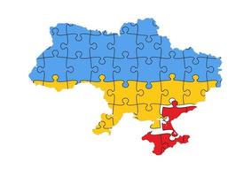 Ukraine map of occupied territory.  Puzzle pieces. vector