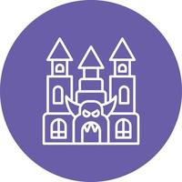 Haunted House Line Circle Background Icon vector