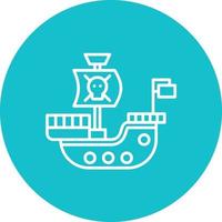 Pirate Ship Line Circle Background Icon vector
