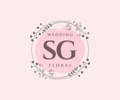 SG Initials letter Wedding monogram logos template, hand drawn modern minimalistic and floral templates for Invitation cards, Save the Date, elegant identity. vector