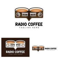 logotipo de radio de café, diseño de radio de podcast, icono de café, vector de marca de producto de logotipo de café café