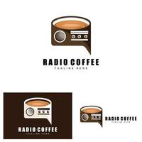 logotipo de radio de café, diseño de radio de podcast, icono de café, vector de marca de producto de logotipo de café café