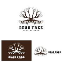 Tree Logo Design, Dead Tree Illustration, Wild Tree Cutting, Global Warming Vector, Earth Drought, Product Brand Icons vector