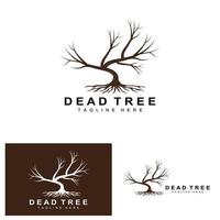 Tree Logo Design, Dead Tree Illustration, Wild Tree Cutting, Global Warming Vector, Earth Drought, Product Brand Icons vector